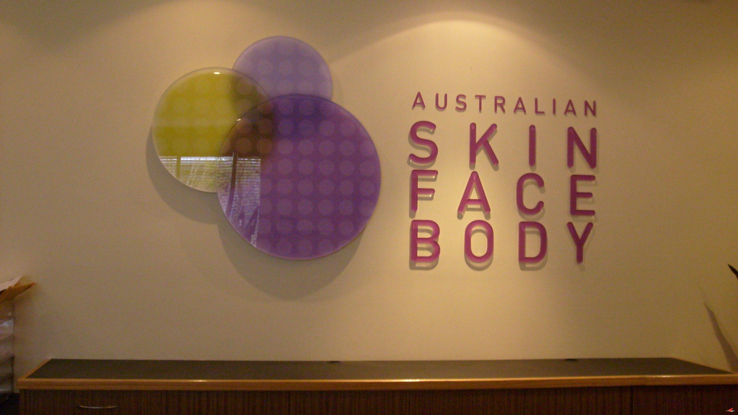 Australian skin face body Reception Sign