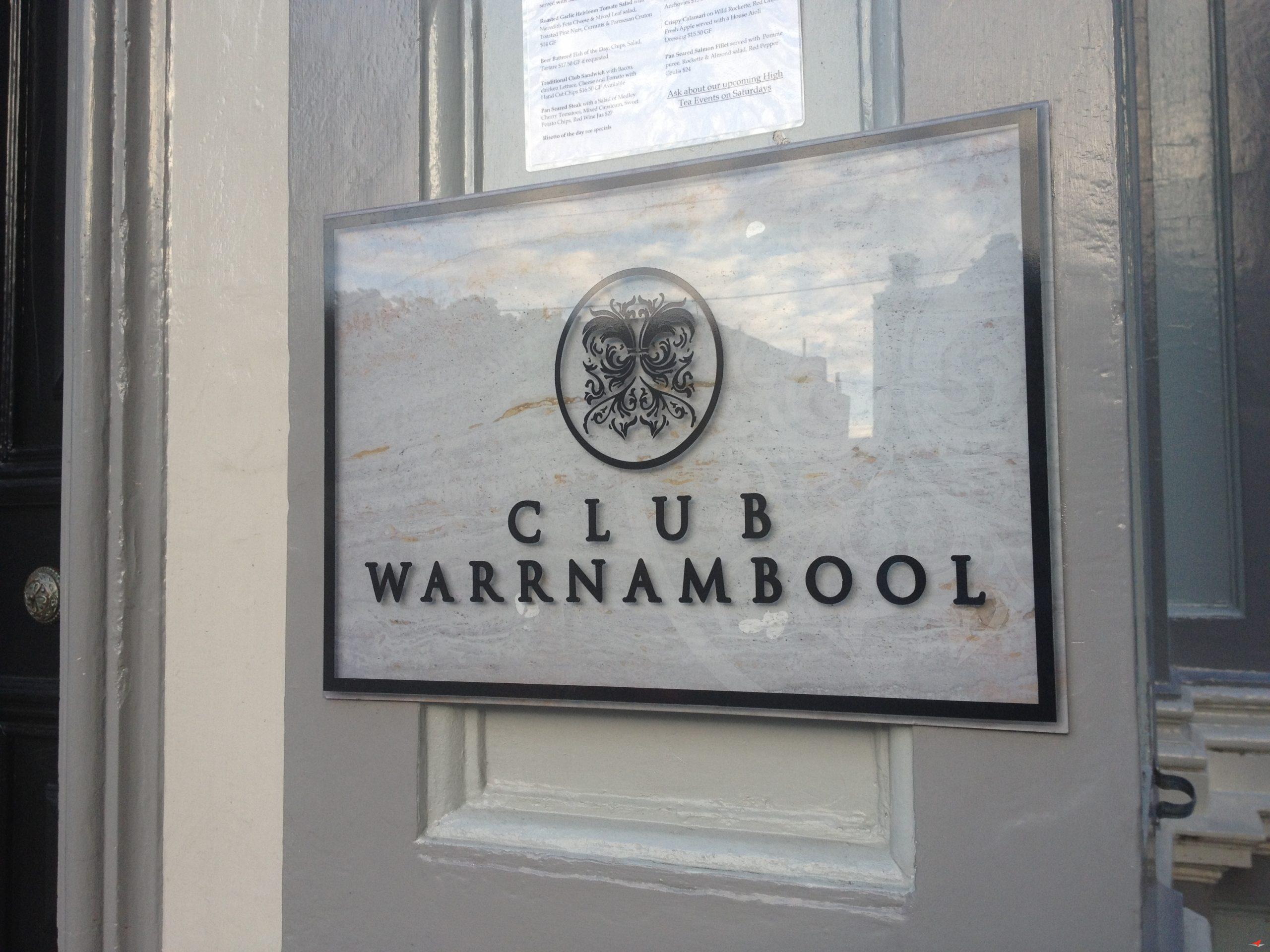 Club Warrnambool Reception Sign