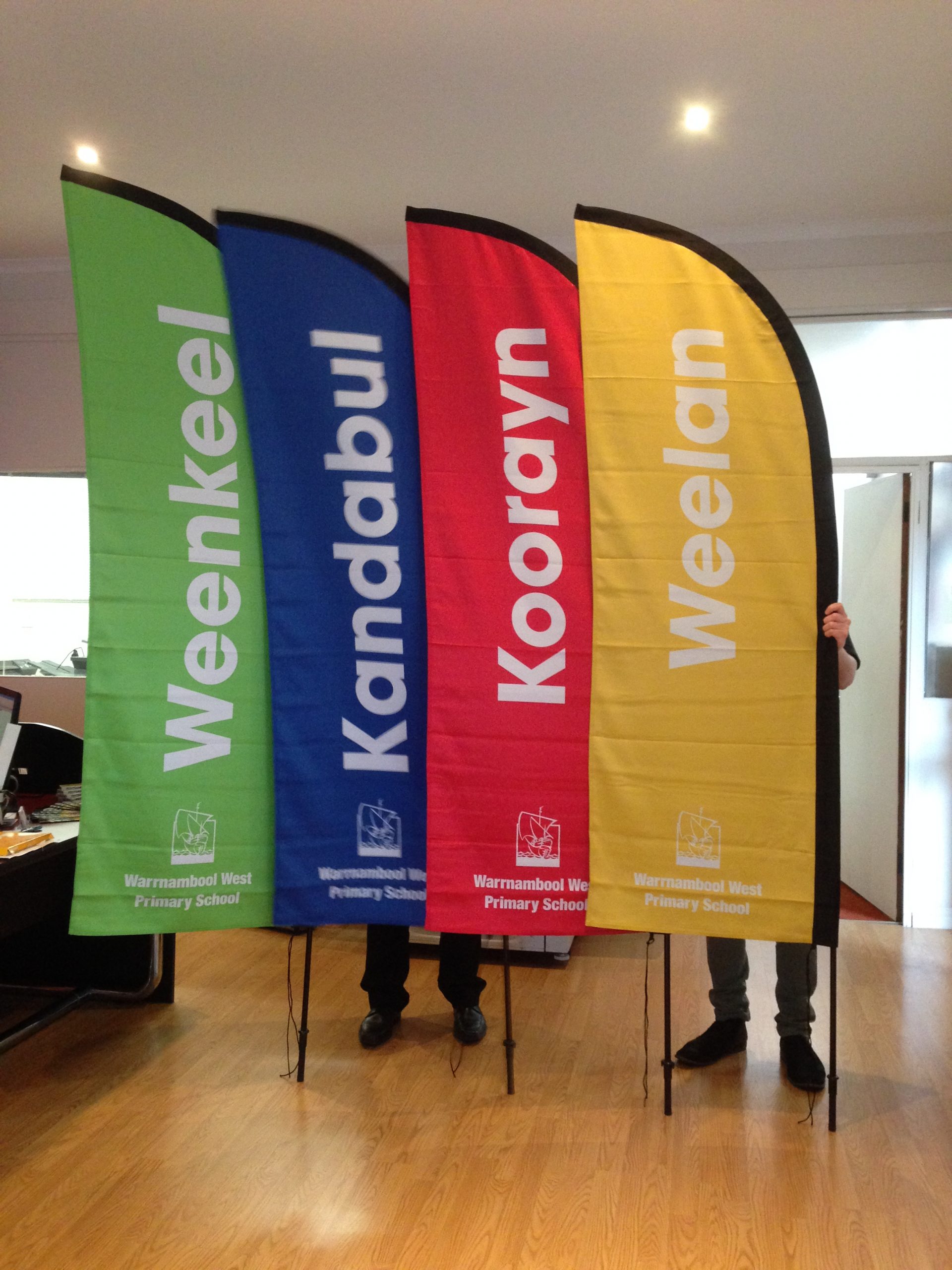 Wbool West Primary School feather flags