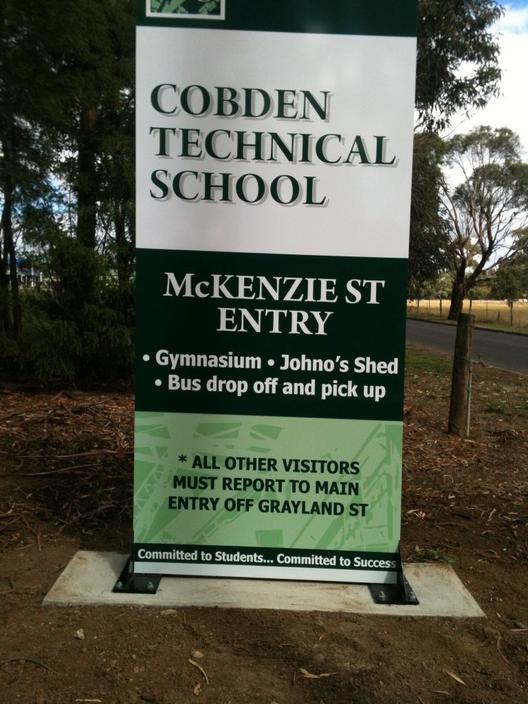 Cobden Tech School pylon sign