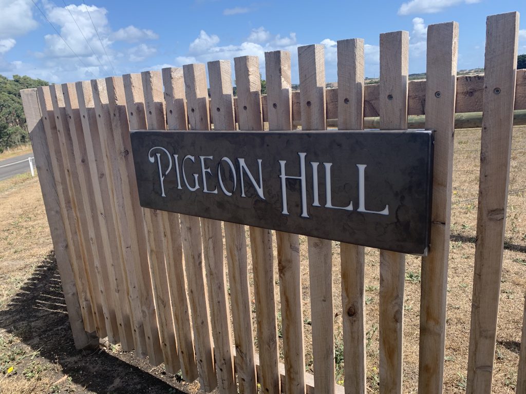 Pigeon Hill Corten Steel Rusted Sign